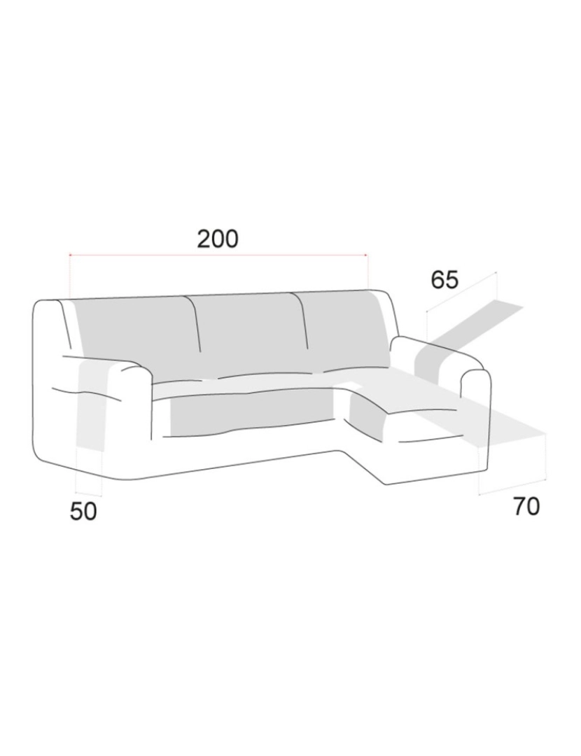 imagem de MAUI Capa para Sofá Chaise Longue Estofada Braço Direito 200cm, Cinza. Capa de Sofá Chaise Longue Estofada3