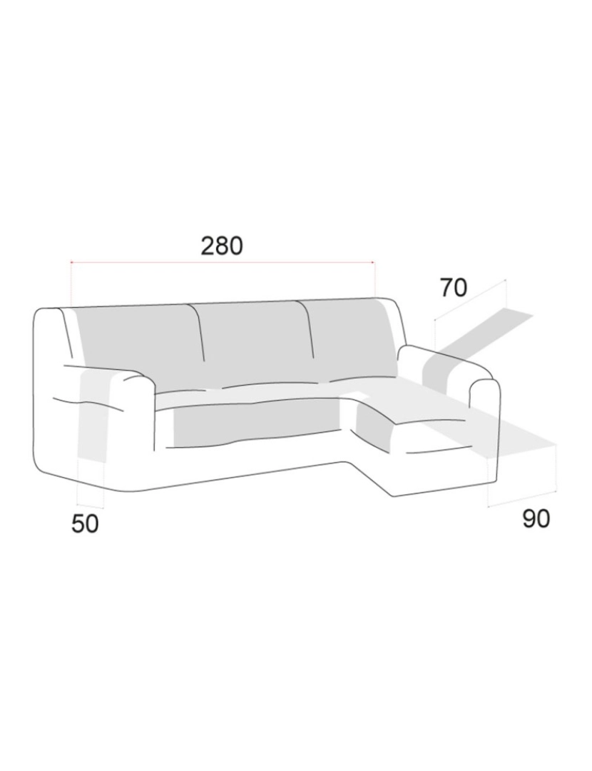 imagem de MAUI Capa para Sofá Chaise Longue Estofada Braço Direito 280cm, Azul. Capas de Sofá Chaise Longue Estofado3