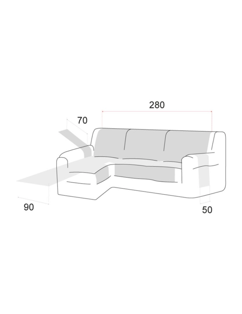 imagem de MAUI Capa para Sofá Chaise Longue Estofada Braço Esquerdo 280cm, Castanho. Capas para sofás chaise longue estofados3