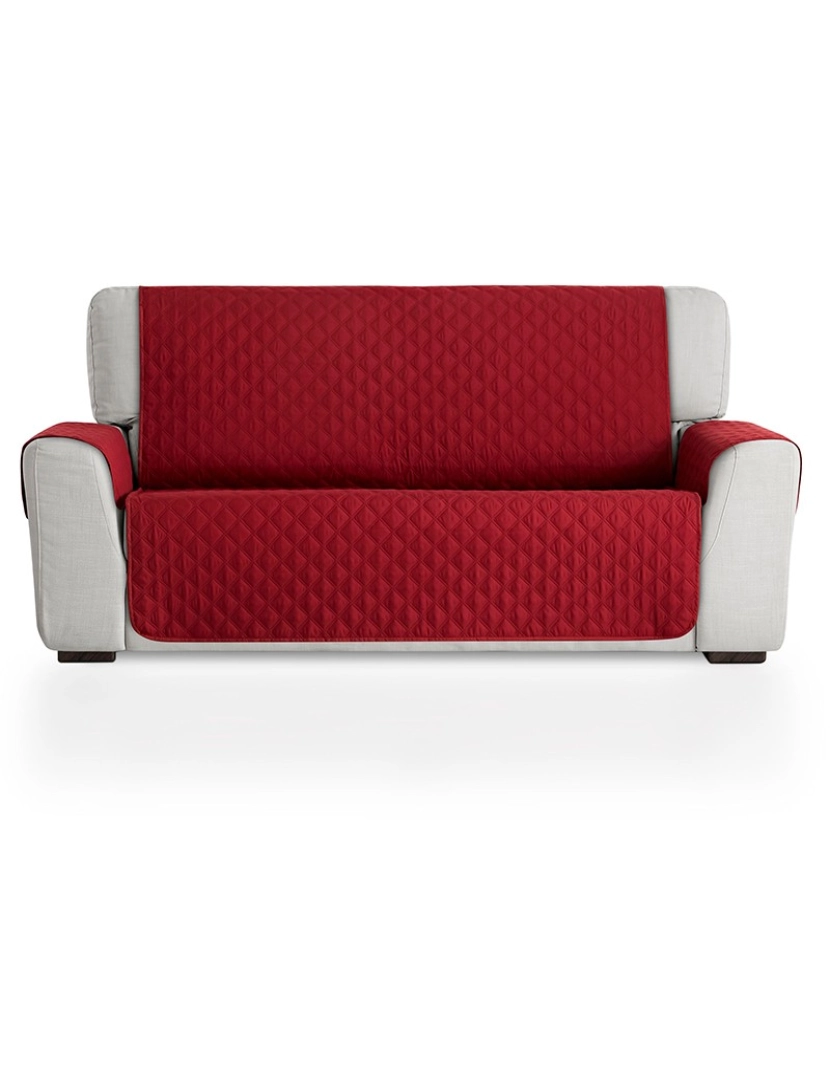 Maxifundas - Capa de sofá estofada reversível MAUI Vermelho / Bege. Protetor para sofá acolchoado de 2 lugares. Capa de sofá em pele de pêssego.