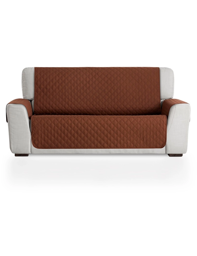 Maxifundas - Capa para sofá estofado reversível MAUI Castanho / Bege. Protetor para sofá acolchoado de 2 lugares. Capa de sofá em pele de pêssego.