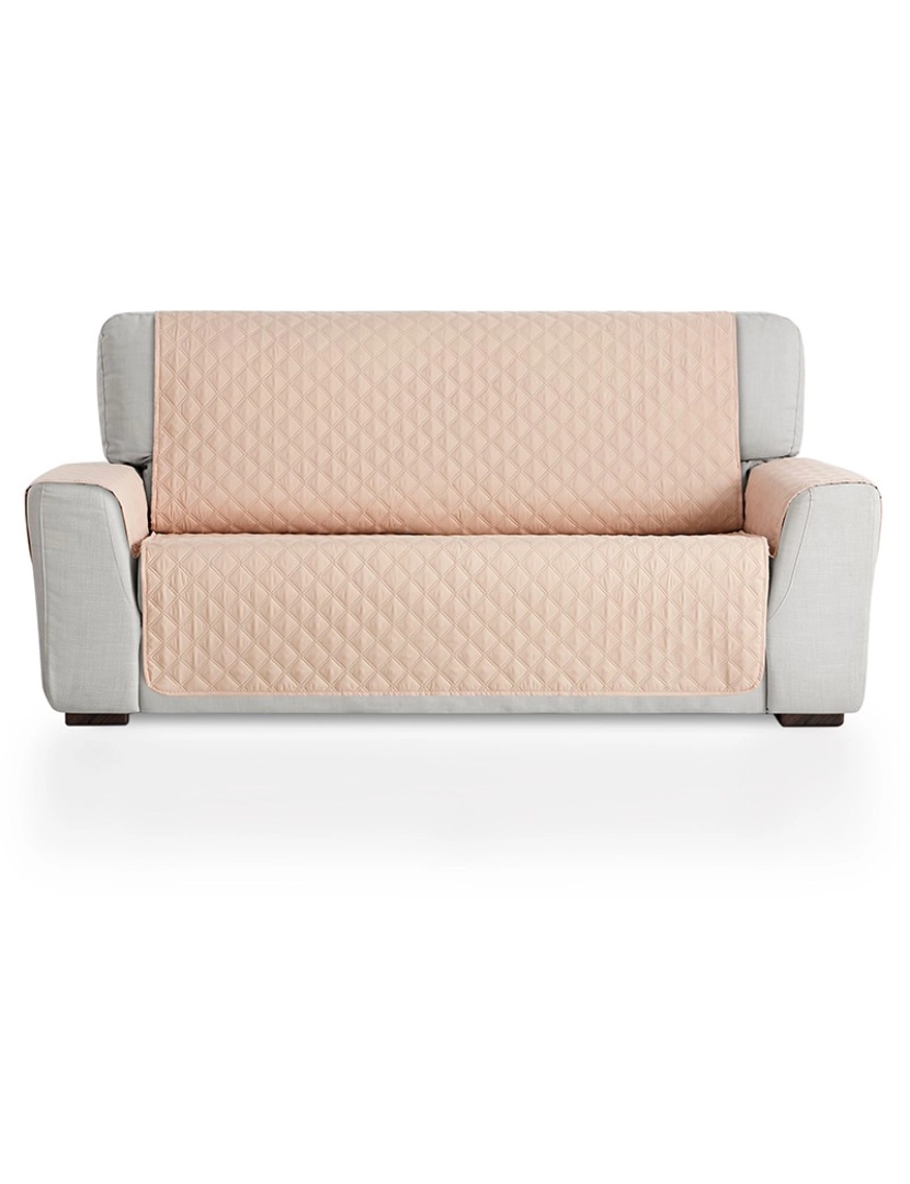 Maxifundas - Capa para sofá estofado reversível MAUI Bege / Castanho. Protetor para sofá acolchoado de 2 lugares. Capa de sofá em pele de pêssego.