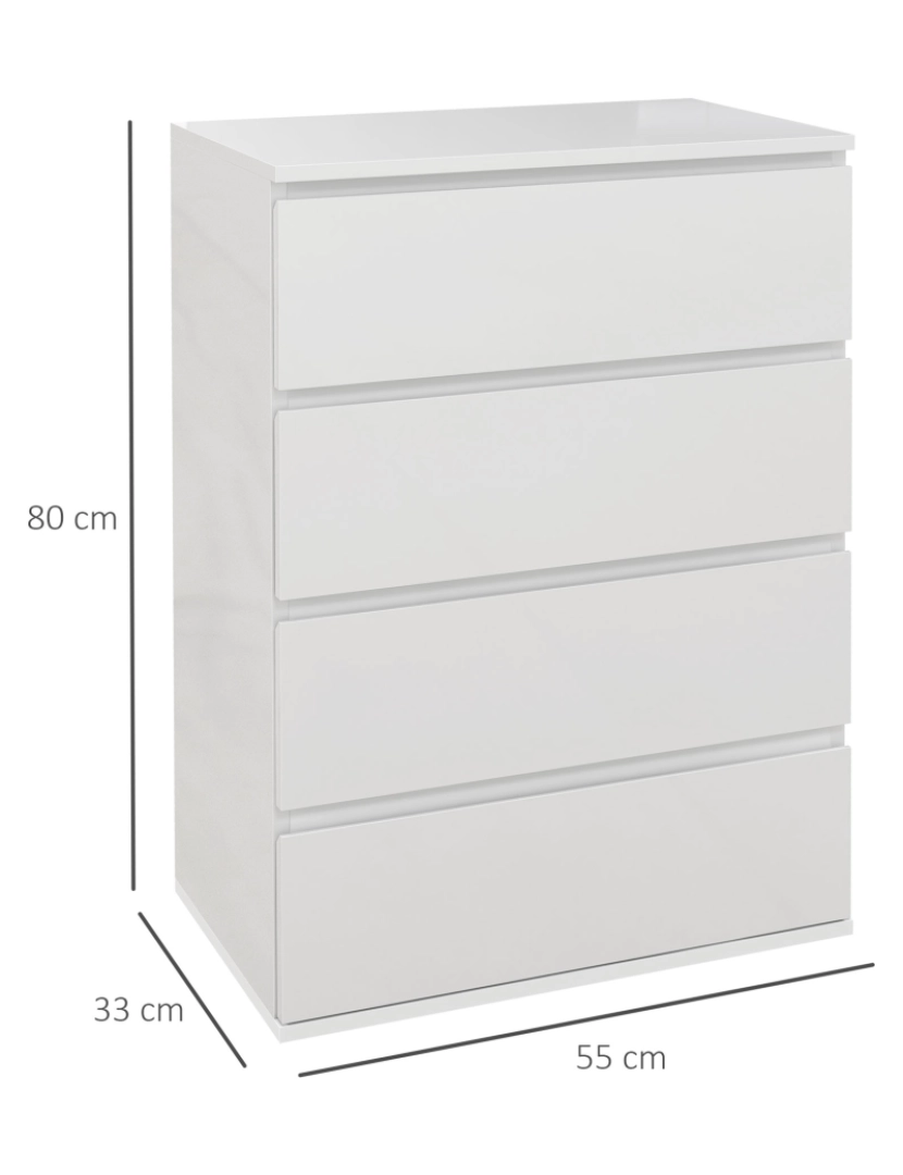 imagem de Cómoda com 4 Gavetas 55x33x80cm cor branco 831-337V81WT3