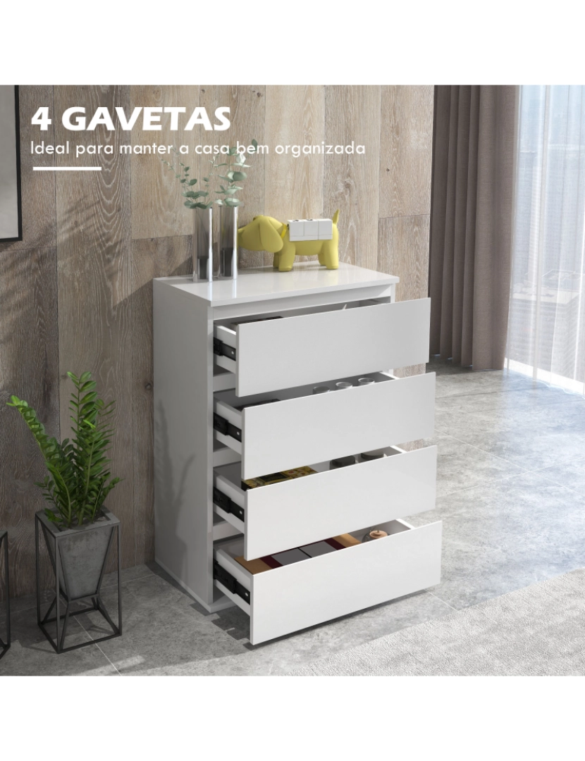 imagem de Cómoda com 4 Gavetas 55x33x80cm cor branco 831-337V81WT4