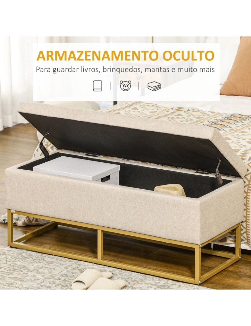 imagem de Banco de Armazenamento 110x44x48cm cor bege 838-353V80BG4