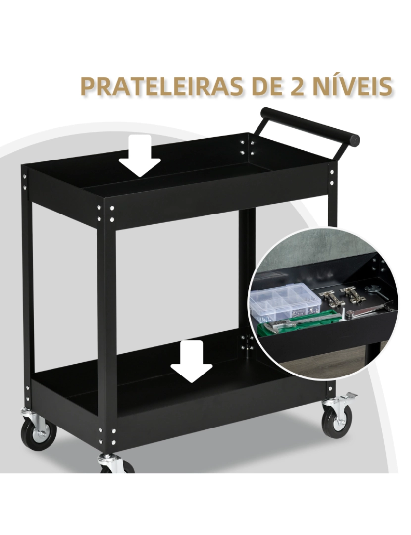 imagem de Carrinho de Ferramentas 84,5x38x84cm cor preto B20-083V00BK4