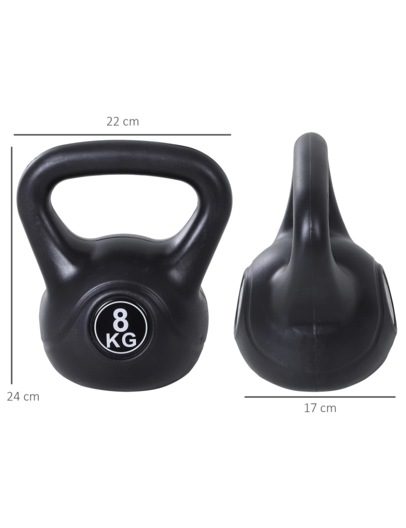 imagem de Kettlebell 8 kg 22x17x24cm cor preto A91-0763