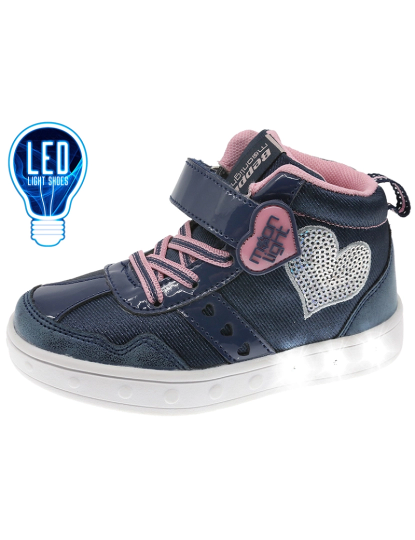 Beppi - Sapato com Luzes Infantil Azul Marinho