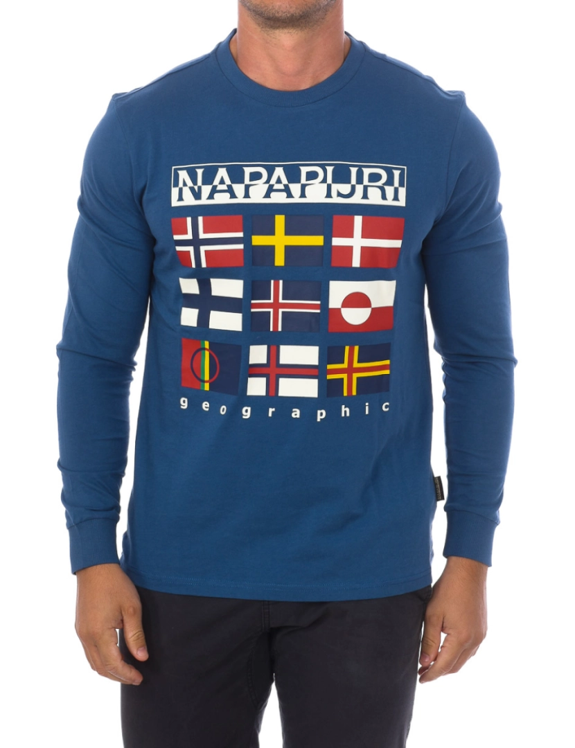 Napapijri - T-Shirt S-Stodig LS Homem Azul Navy