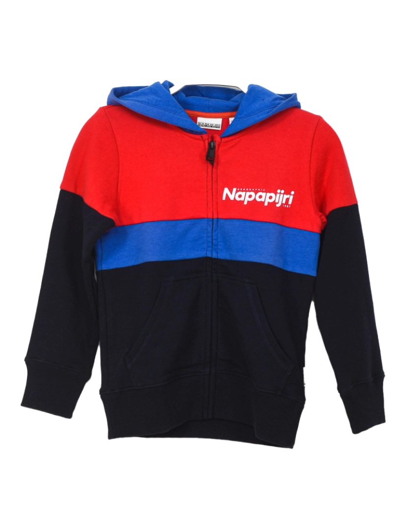 Napapijri - Hoodie C/ Capuz K Baloy Cb Fzh Menino Vermelho - Azul - Preto