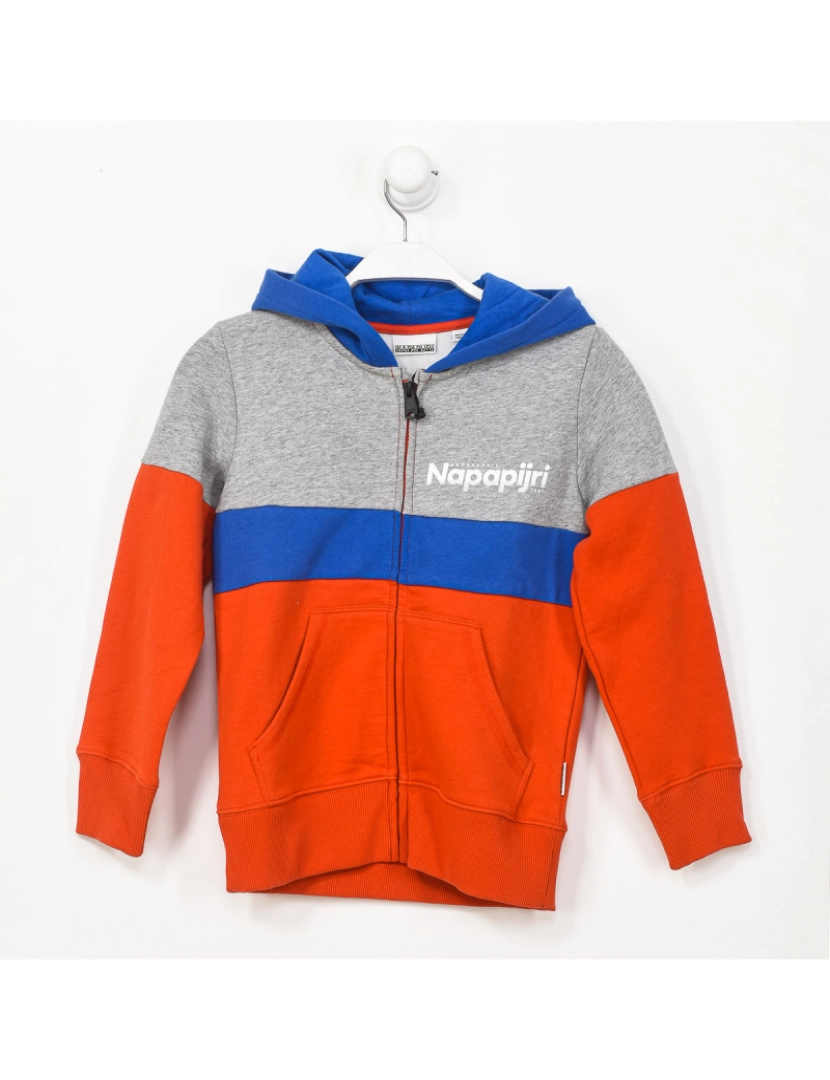 Napapijri - Hoodie C/ Capuz K Baloy Cb Fzh Menino Cinza - Vermelho - Azul