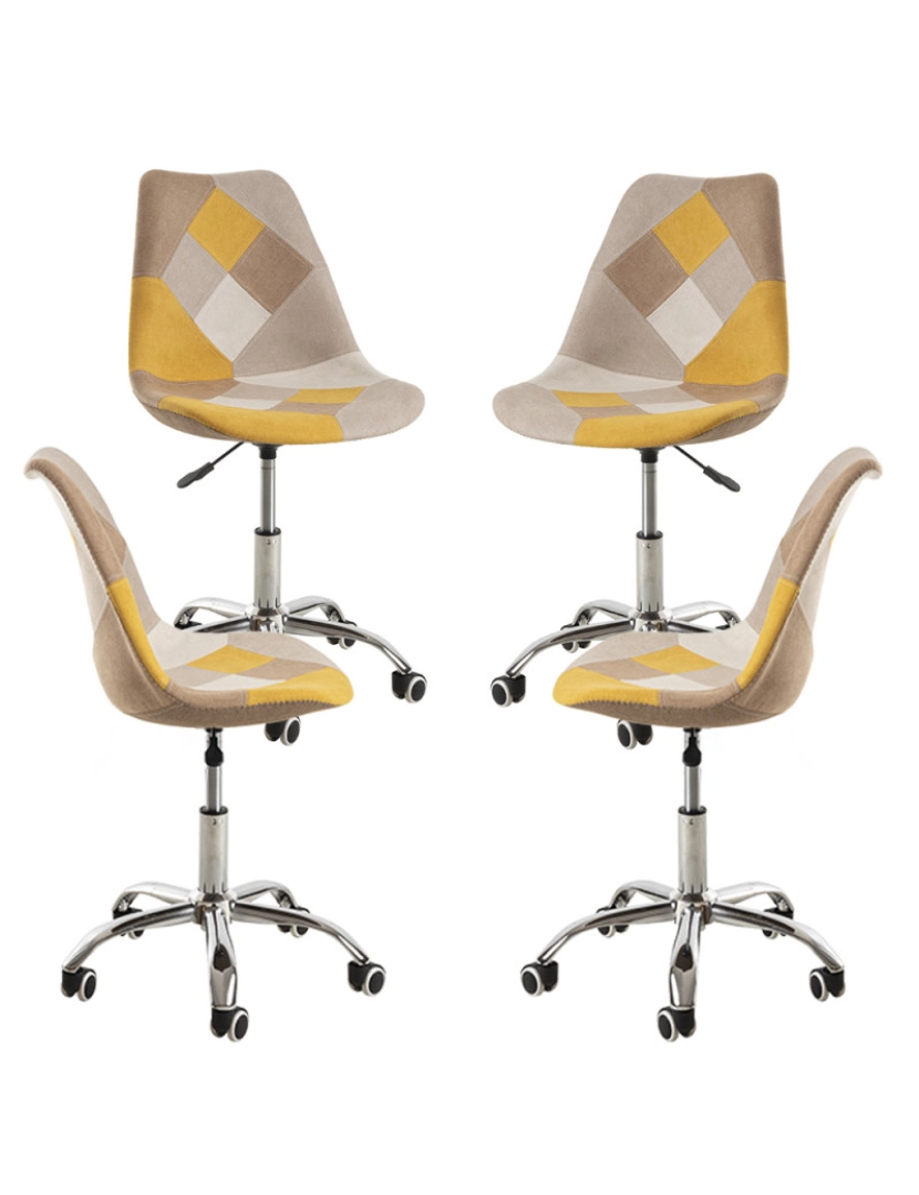 imagem de Pack 4 Cadeiras Neo Patchwork - Amarelo1