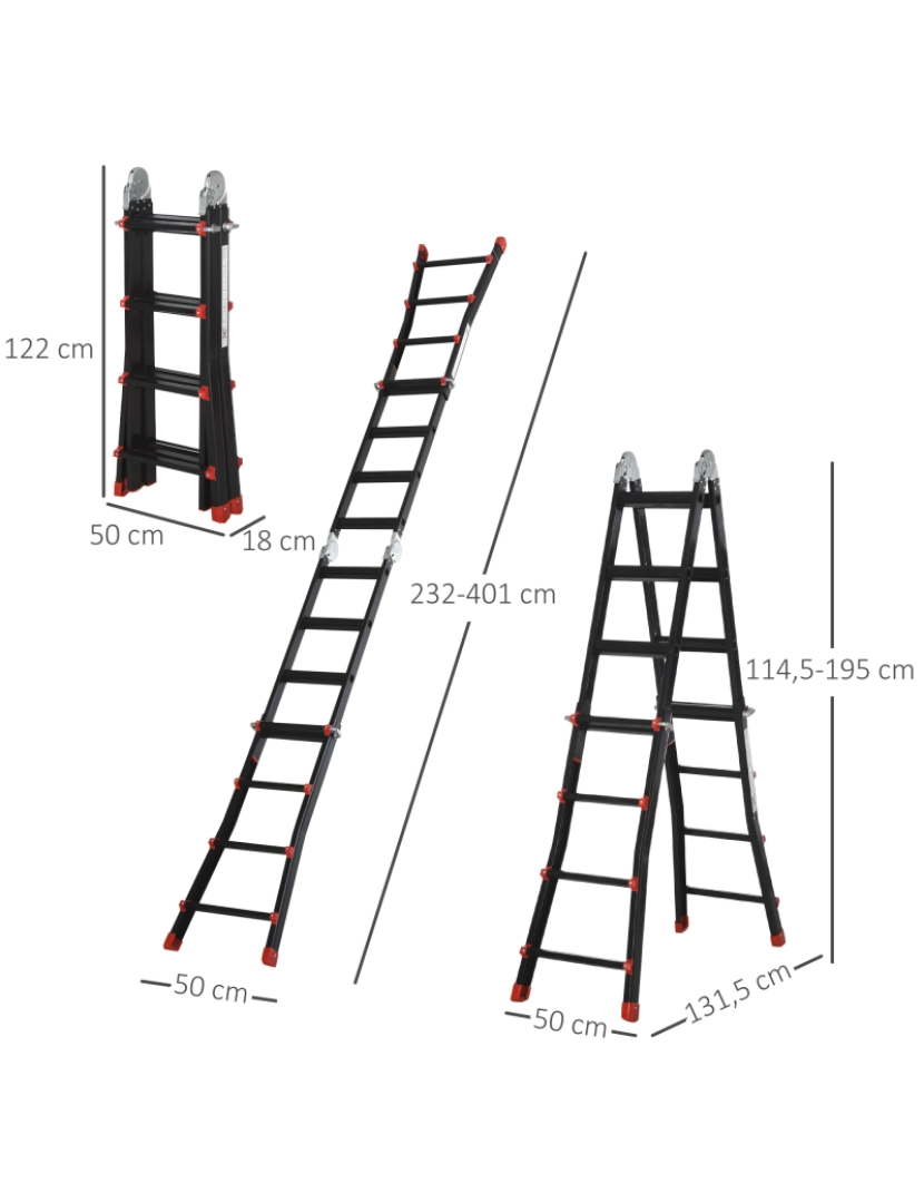 imagem grande de Escada 50x131,5x114,5-195cm cor preto e vermelho B72-0353