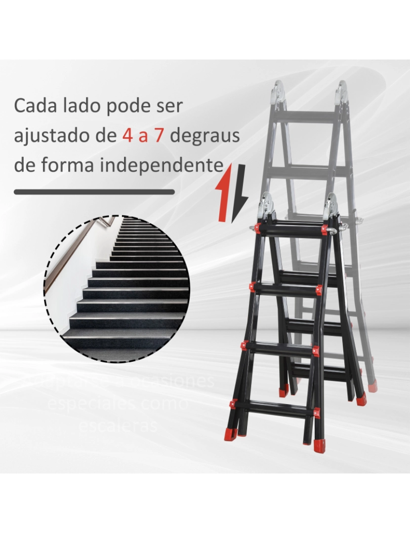 imagem de Escada 50x131,5x114,5-195cm cor preto e vermelho B72-0354