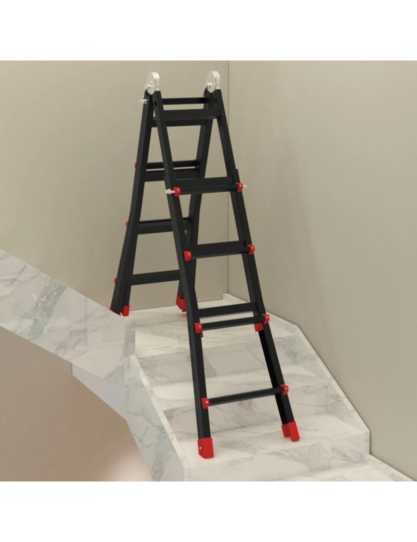 imagem de Escada 50x131,5x114,5-195cm cor preto e vermelho B72-0358