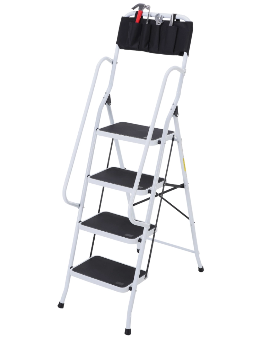 foto 1 de Escada Dobrável 50x83x155cm cor branco e preto B72-023V01