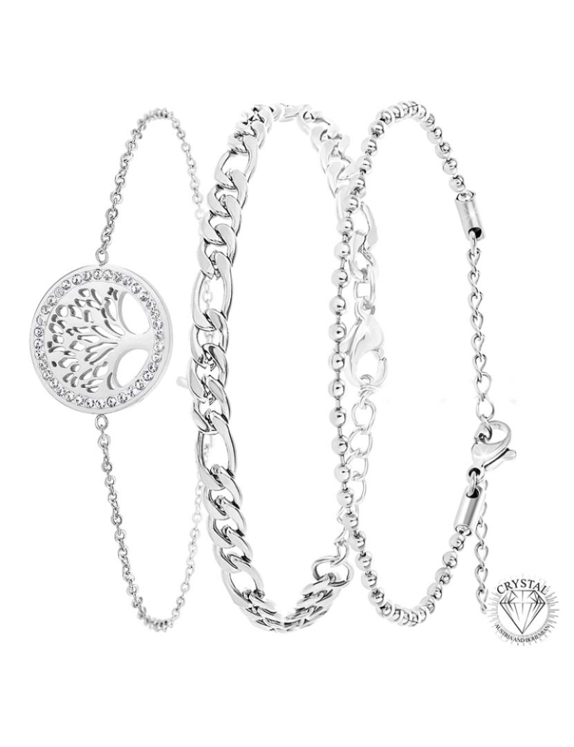 SC Crystal - Conjunto De 3 Pulseiras Senhora Prateado