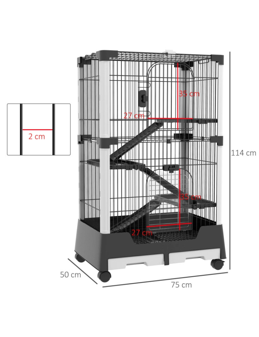 imagem de Gaiola para Animais Pequenos 75x50x114cm cor preto D51-375V00BK3