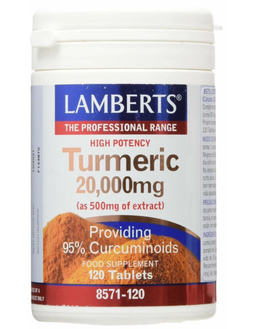 BB - Suplemento digestivo Lamberts   Curcuma 120 Unidades