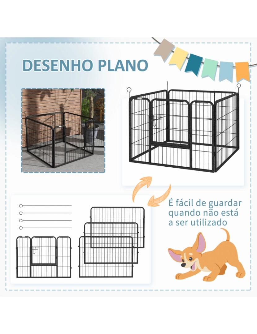 imagem de Parque para Cães 82x82x60cm cor cinza escuro/cinza de carvão D06-074V02GY5