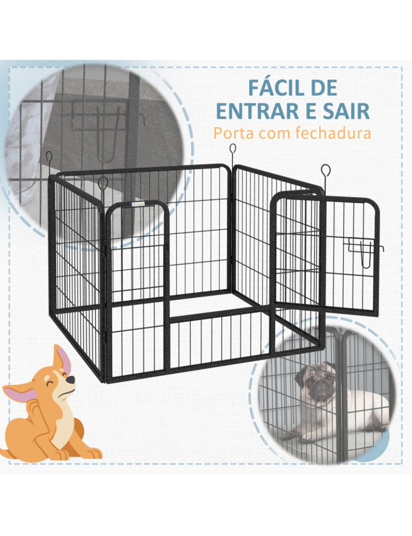 imagem de Parque para Cães 82x82x60cm cor cinza escuro/cinza de carvão D06-074V02GY7