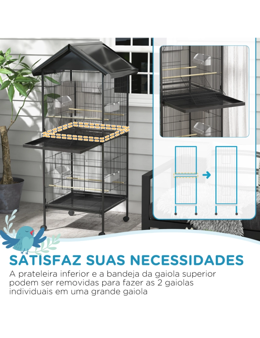 imagem de Gaiola para Pássaros 78x75x168cm cor preto D10-065V01BK7