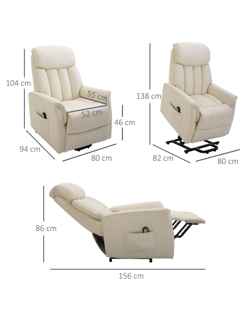 imagem de Poltrona Levanta Pessoas 80x94x104cm cor creme branco 713-067V91CW3