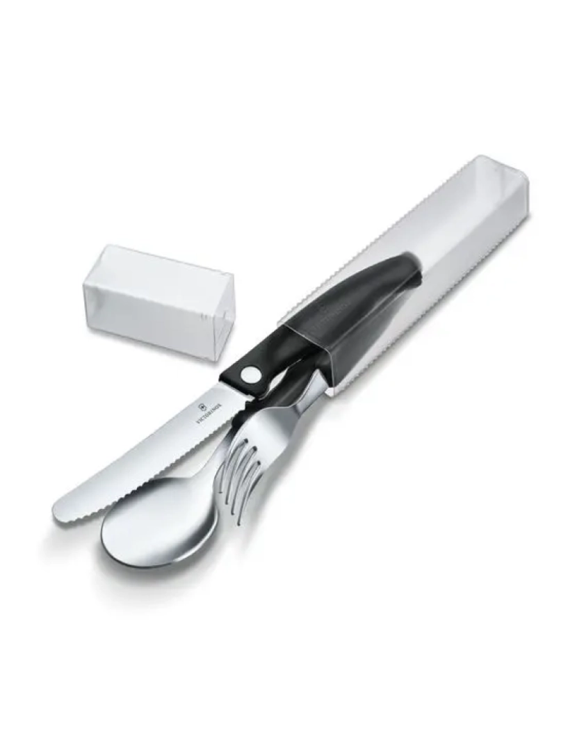 imagem de Conjunto de faca para descascar, garfo e colher Preto Victorinox2