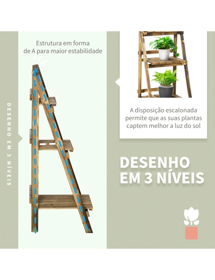 imagem de Suporte para Plantas 40x37x93cm cor madeira carbonizada 845-1115