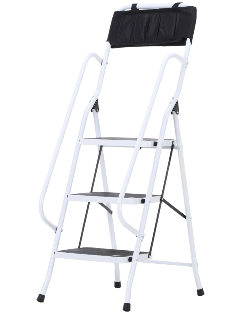 Homcom - Escada Dobrável 51x66x131cm cor branco e preto B72-023