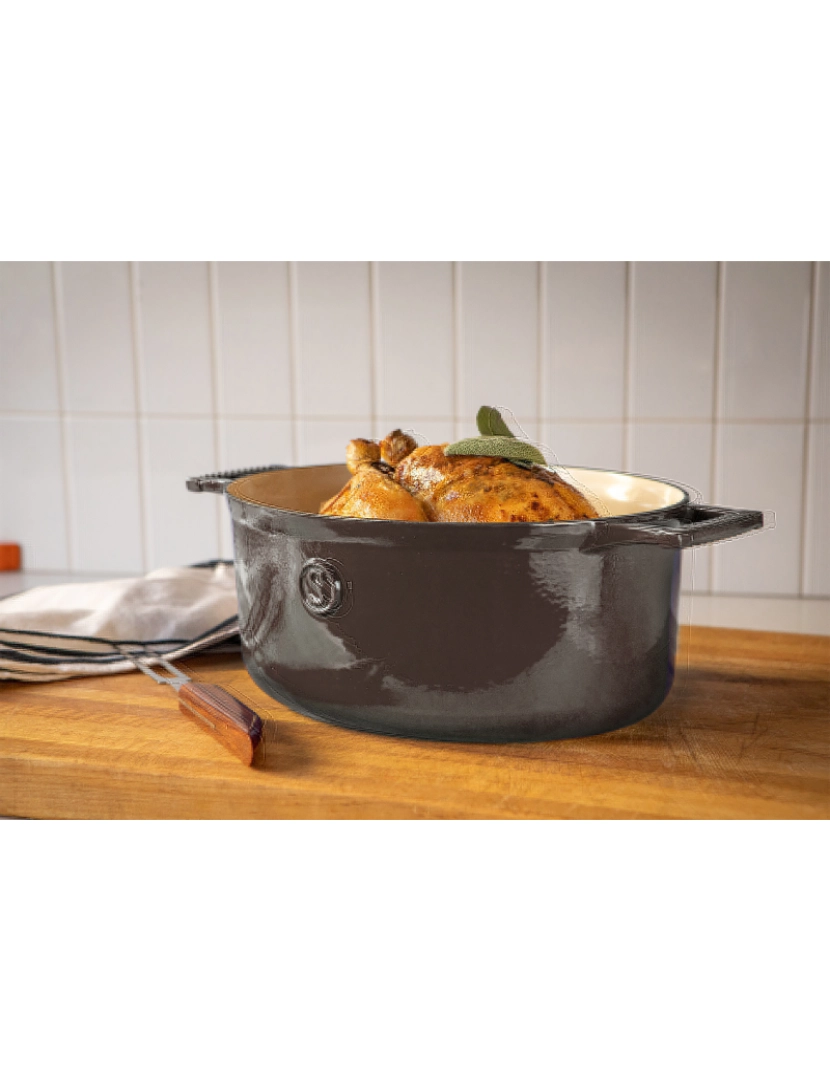 imagem de Saveur Selects - Série Voyage - Cast Iron Oval Casserole 30Cm - Cinza - Garantia vitalícia2