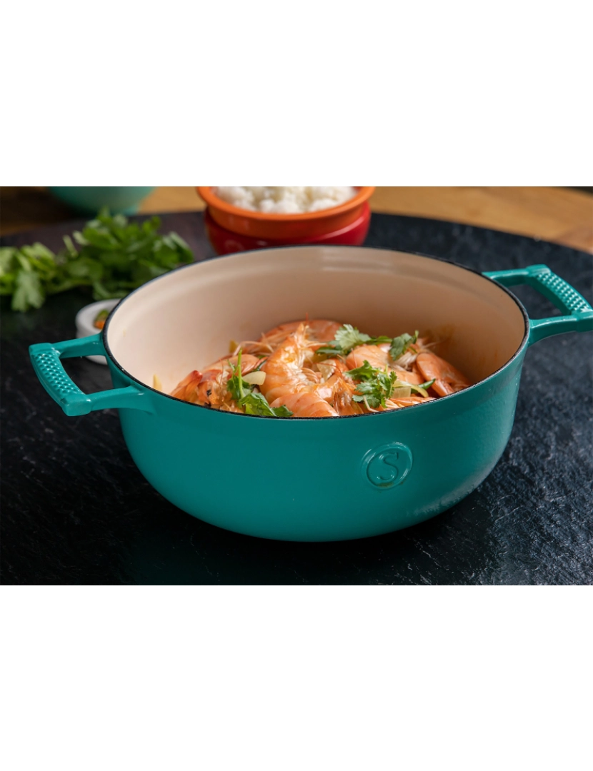 imagem de Saveur Selects - Série Voyage - Ferro fundido Skillet - 25Cm - Com Lid leve - Saveur Blue - adequado para indução2