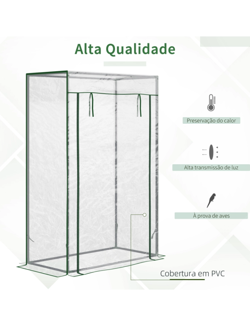 imagem de Estufa 100x50x150cm cor transparente e verde escuro 845-386V024