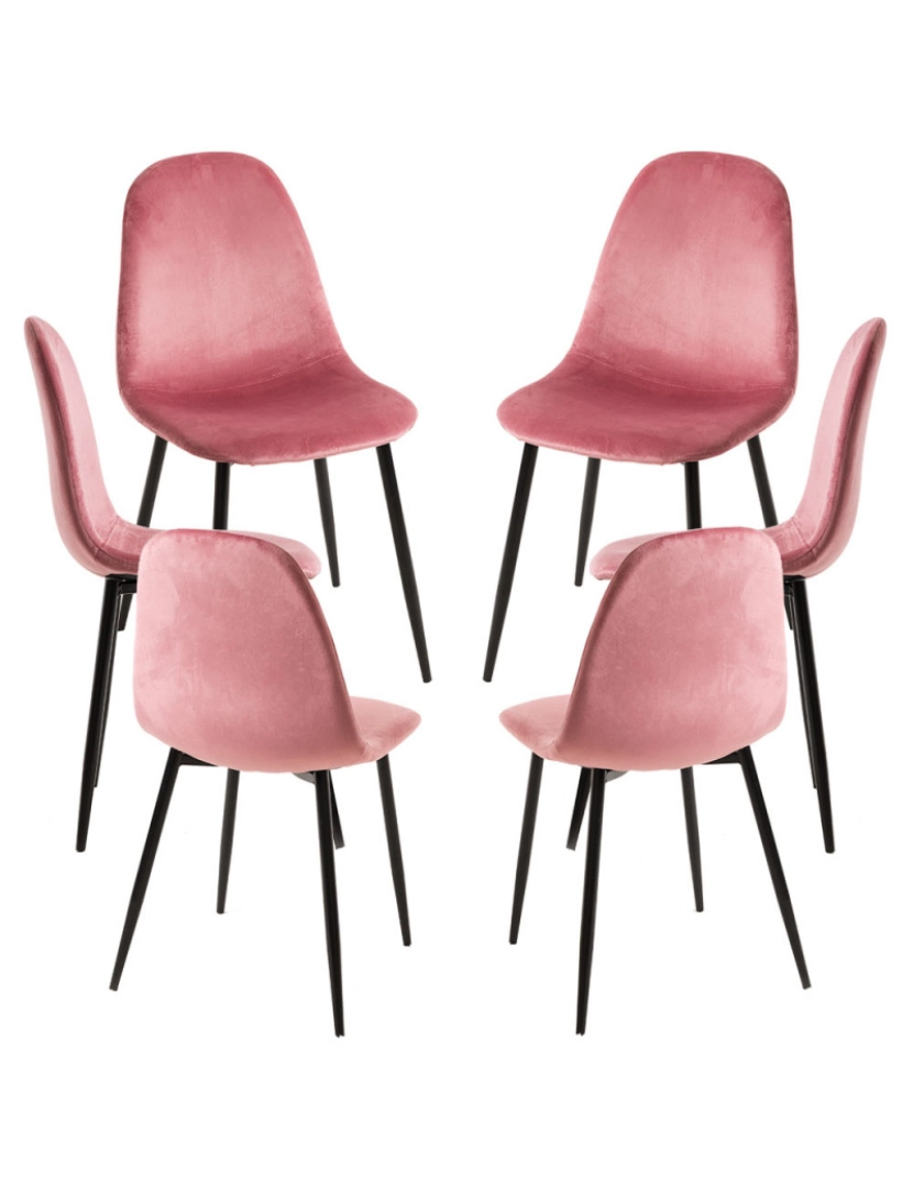 imagem grande de Pack 6 Cadeiras Teok Black Veludo - Rosa1
