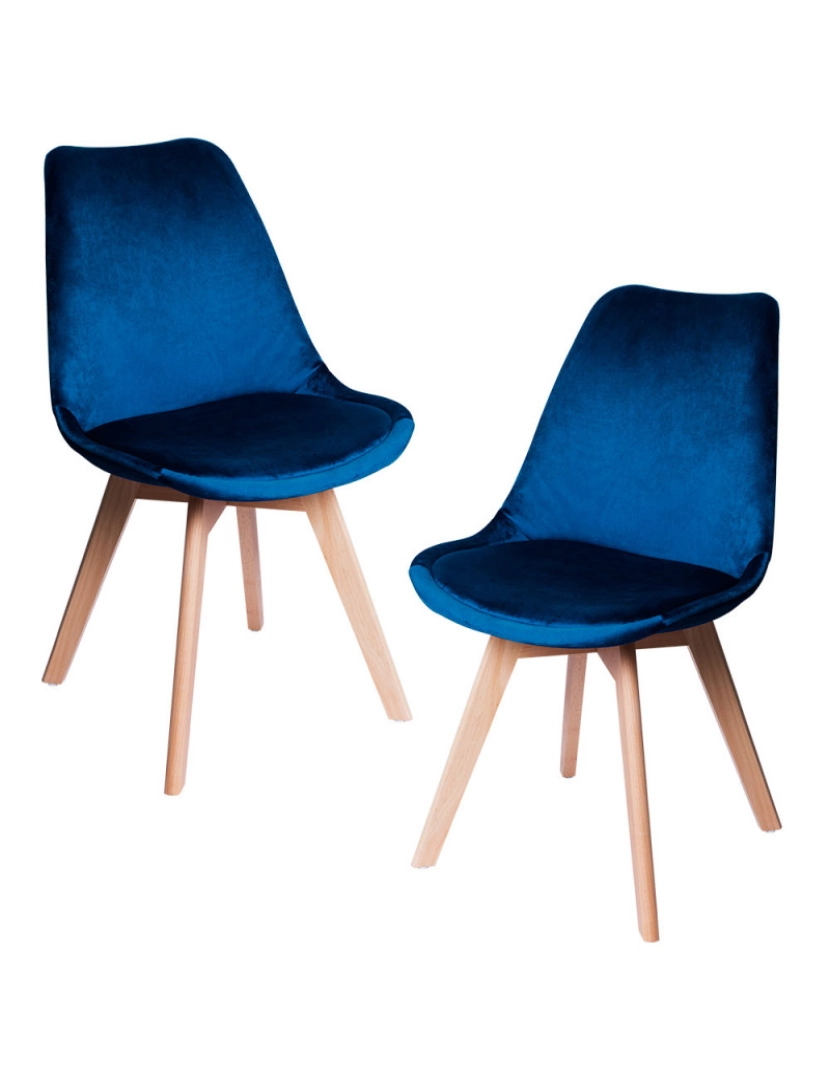 Presentes Miguel - Pack 2 Cadeiras Synk Veludo - Azul médio