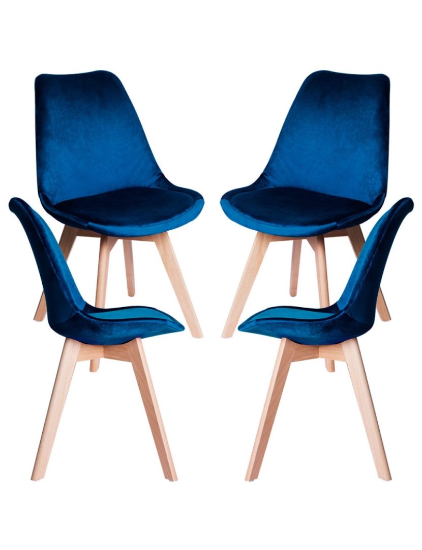 Presentes Miguel - Pack 4 Cadeiras Synk Veludo - Azul médio