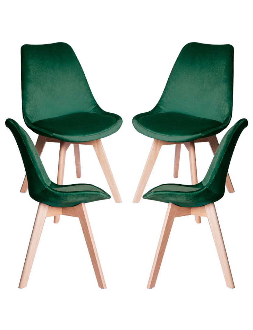 Presentes Miguel - Pack 4 Cadeiras Synk Veludo - Verde escuro