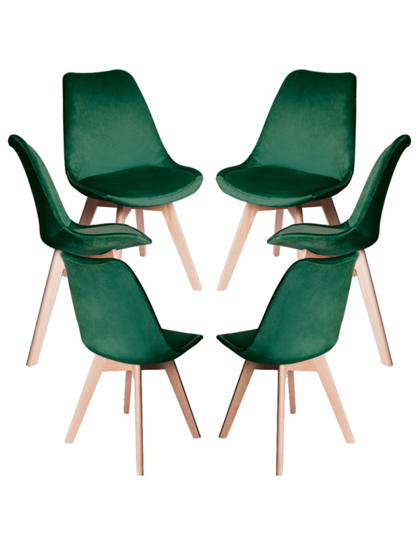 Presentes Miguel - Pack 6 Cadeiras Synk Veludo - Verde escuro