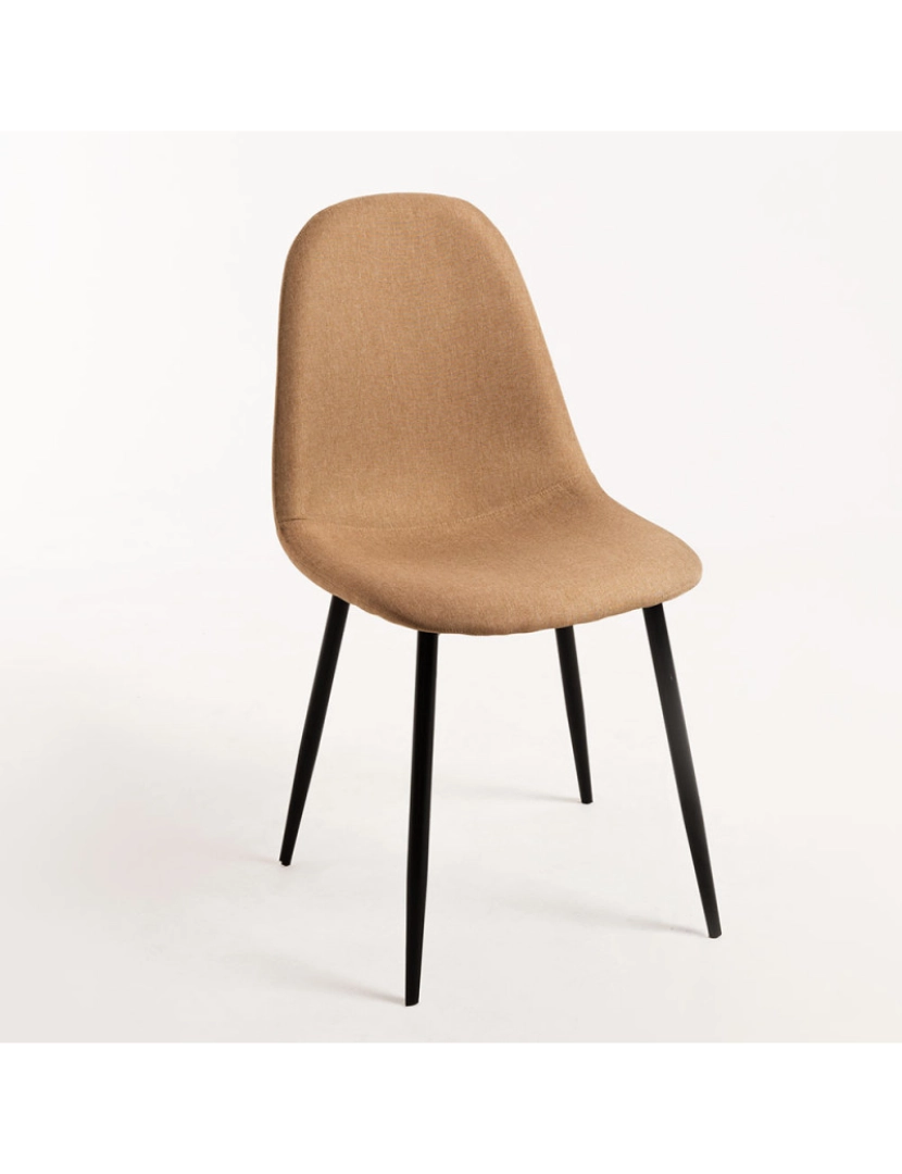 Presentes Miguel - Cadeira Teok Black Tecido - Marrom areia