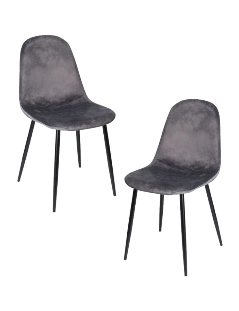 Presentes Miguel - Pack 2 Cadeiras Teok Black Veludo - Cinza escuro
