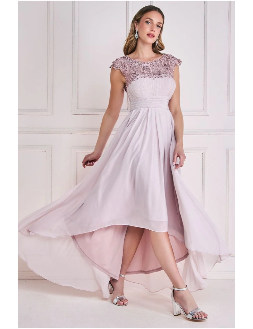 imagem de Crochet & superior plissado alto baixo Maxi2
