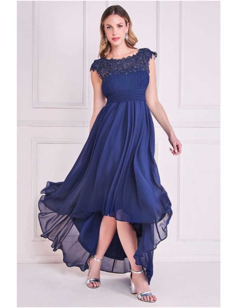 imagem de Crochet & superior plissado alto baixo Maxi1