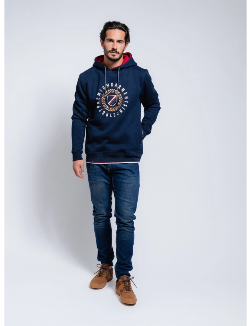 SMF - Sweater com estampado e bordado circular Homem Marinho