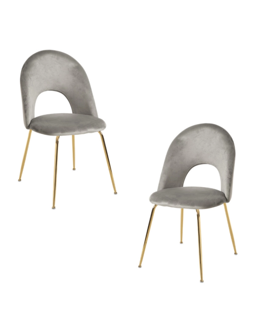 Presentes Miguel - Pack 2 Cadeiras Dawa Gold Veludo - Cinza claro