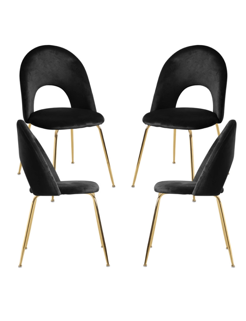 imagem de Pack 4 Cadeiras Dawa Gold Veludo - Preto1
