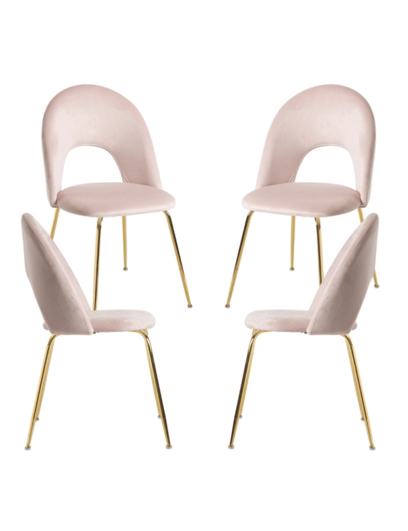 imagem de Pack 4 Cadeiras Dawa Gold Veludo - Rosa1