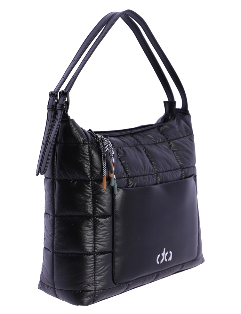 imagem grande de Saco de Shopper para mulheres Don Algodon Chantal Preto Têxtil com Cremallera2