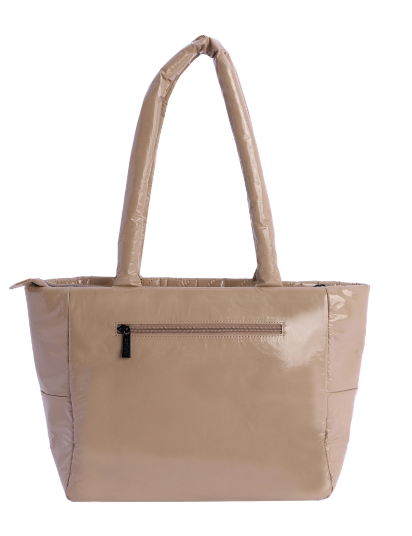 imagem de Saco de compras para mulheres Amichi Adela Beige De Charol com Cremallera3