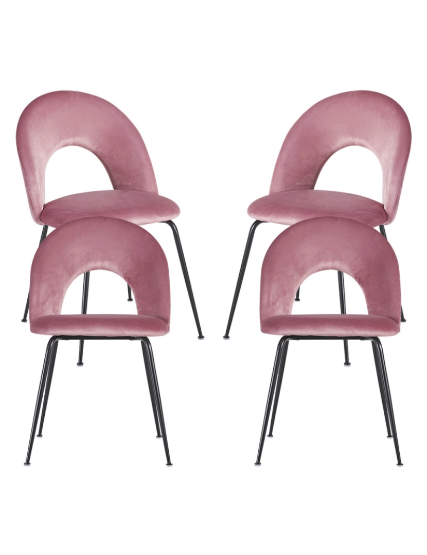 imagem de Pack 4 Cadeiras Dawa Black Veludo - Rosa1
