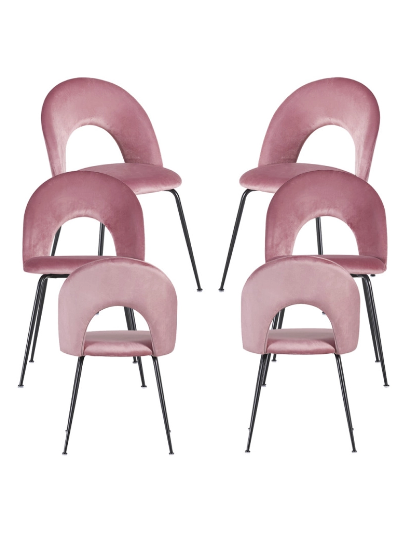 imagem de Pack 6 Cadeiras Dawa Black Veludo - Rosa1
